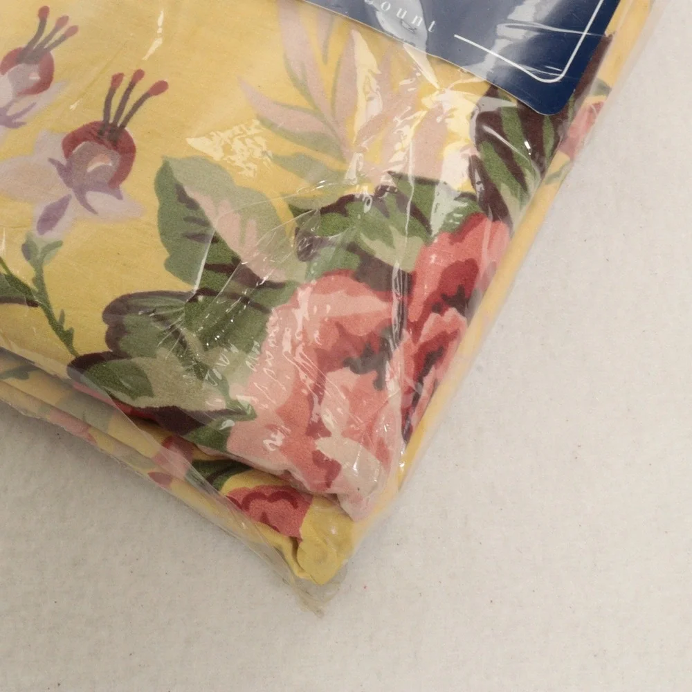 VTG Ralph Lauren Flat Sheet Full 200 Thread Brooke Flor Floral Yellow Cotton New